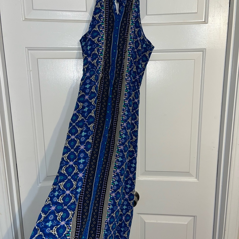 Blue Patterned Maxi Dress